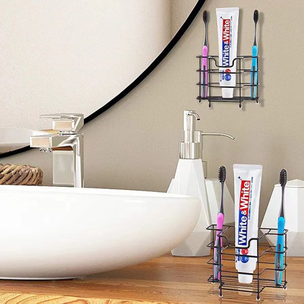Wall Mount 304 Stainless Steel Toothbrush Holder Bathroom Accessories Organizer Black for Bathroom