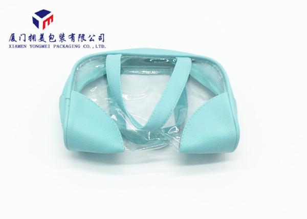 Women Leather Cosmetic Bag With Super Clear Soft PVC Material 20cm*6.5cm*14.5cm