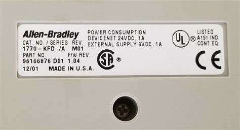 AB 1770-KFD Module Runs On 9.0 Volts DC Voltage And 1 Amp Of Current RS-232 Interface