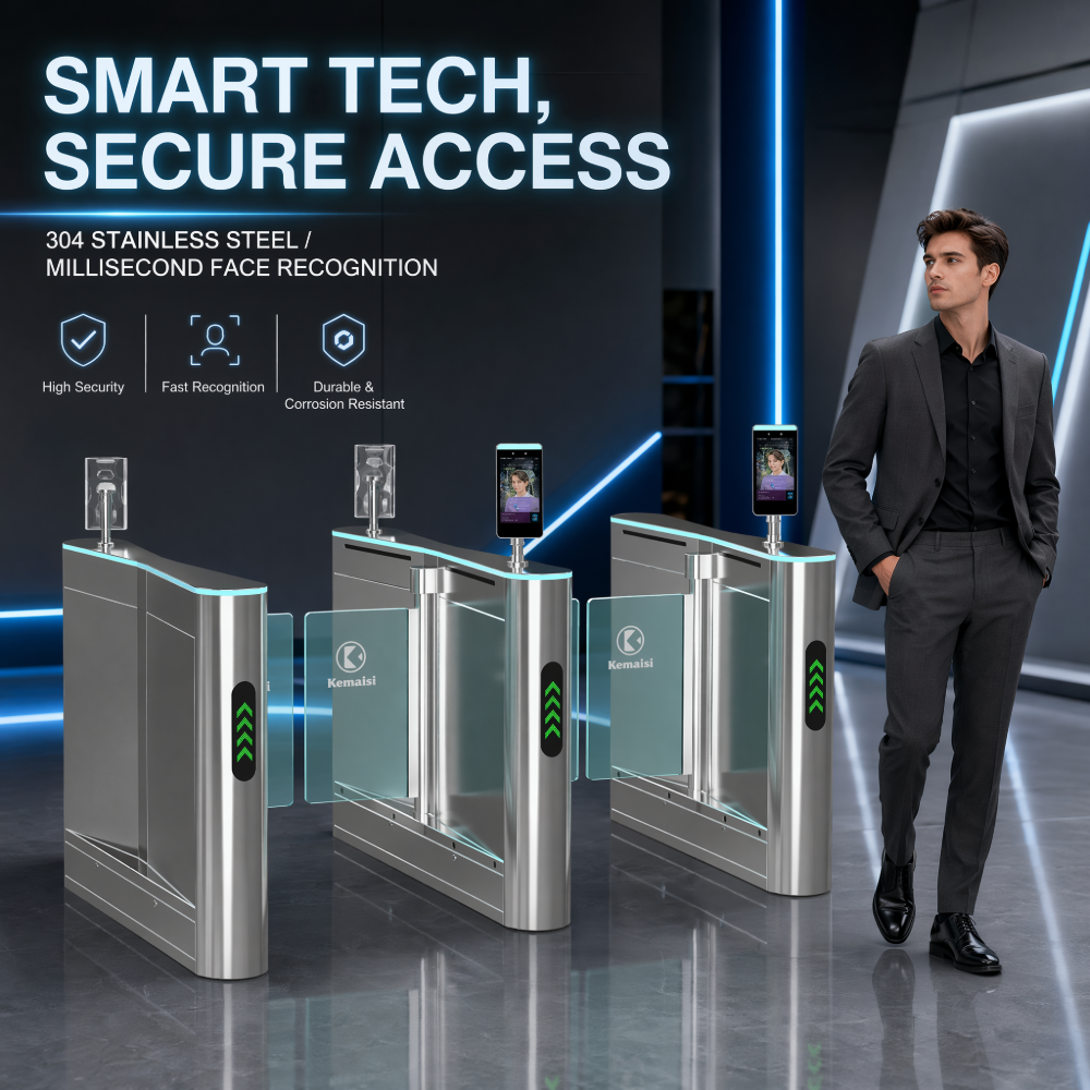 Office Building Facial Recognition Swing  Gate Turnstile