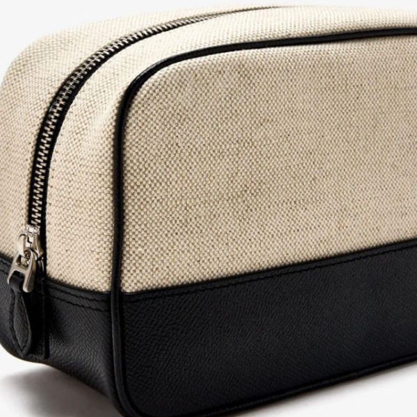 Pu Leather Trim Wash Bag Travel Men Essentials Soft Toiletry Bag Custom Logo