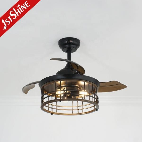 Fonte de luz LED Ventilador de teto de 36 polegadas com lâminas retráteis e motor 100% de cobre