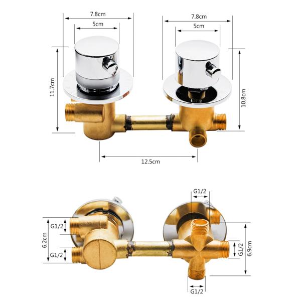 Distance 12.5CM Bathroom Fixtures And Fittings / 38 Degree Thermostatic Shower Mixer Valve