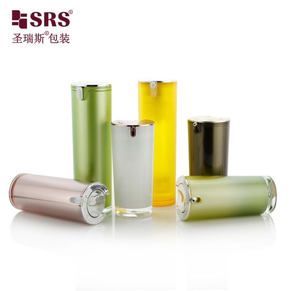 SRS wholesale plastic skincare airless acrylic jar and lotion bottle cosmetic packagingset