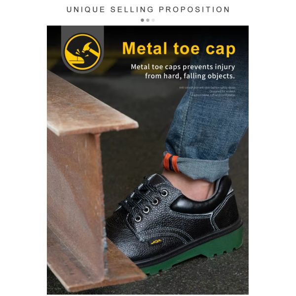Metal Toe Industrial Safety Shoes PU Black Leather Work Shoes For Men