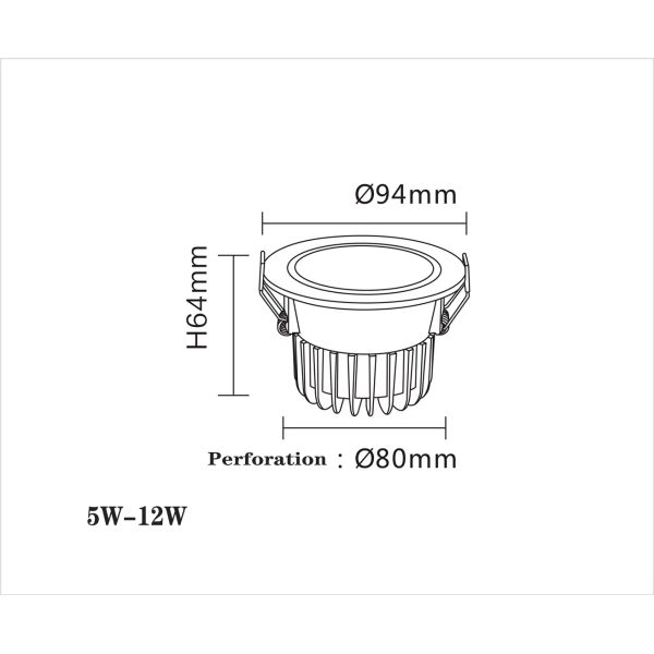 Gold Dimmable 7W 12W Recessed LED Downlight 15deg Die Cast Aluminum