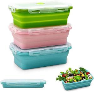 Caixa de almoço de silicone recipientes de lanches para crianças, resistente a