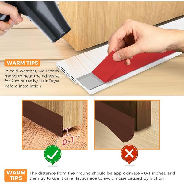 Self Adhesive Soundproof Dustproof Door Bottom Sweep Strip For Exterior & Interior Doors