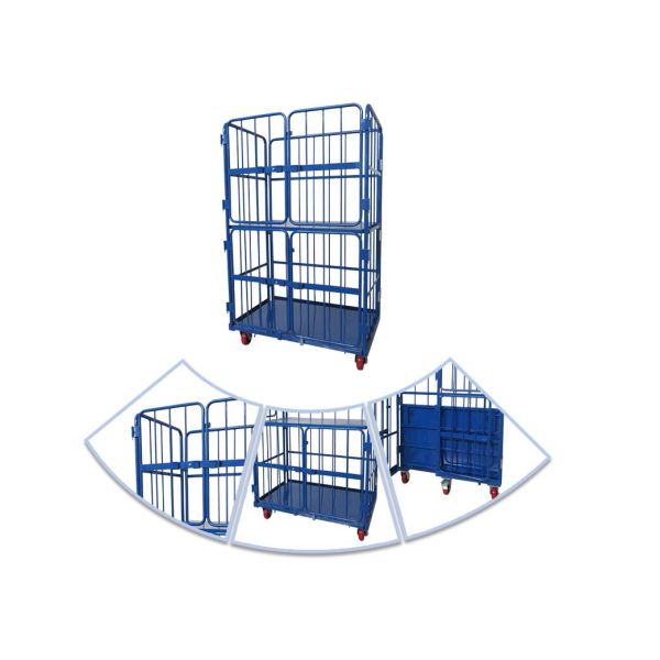 Nesting Metal Cage Trolley Colorful Powder Coating Rolling Cage Cart