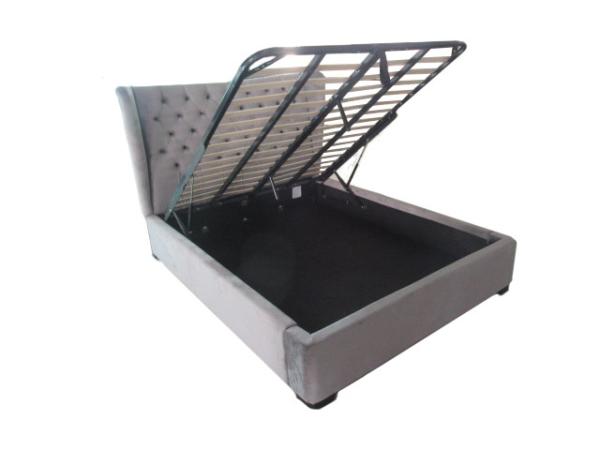 Velvet Ottoman Storage Bed Queen Size Multifunctional Practical