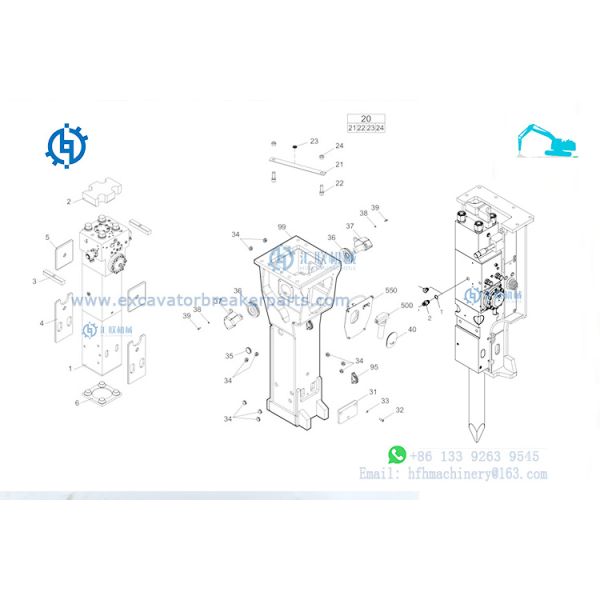 Recambios hidráulicos del triturador de Copco del atlas 3363 0977 23 27 desgaste principal Bush del cincel de 21 martillos