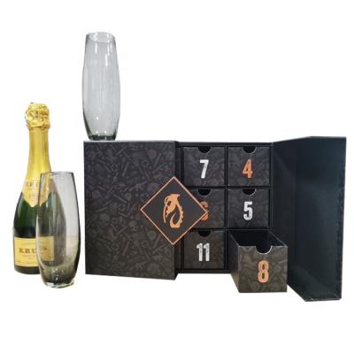 Caixa de calendário de advento de vinho de 12 dias Custom vazio caixa de presente de contagem regressiva de Natal