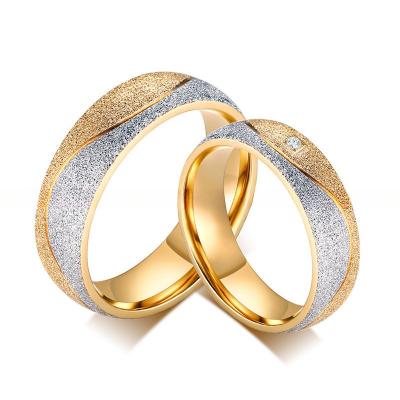 Forme de diamant Galaxy Anneaux en acier inoxydable argent 18K or plaqué deux tons sablé