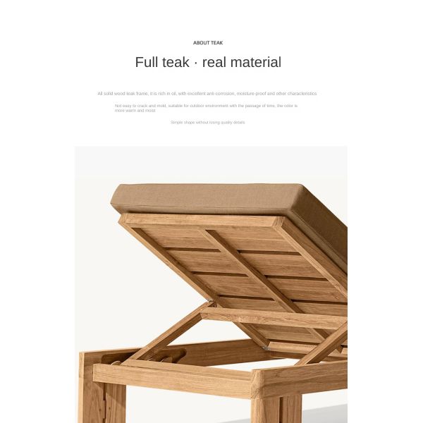 Outdoor Garden Sun Lounger Teak Wood Modern Style Hotel Pool Lounge Chair And Bed