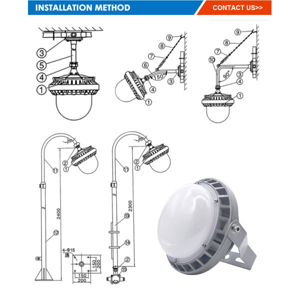 Industrial Higbay Light Workshops Gas Station Factory 50w 100w 150w Led Explosion-Proof Platform Light