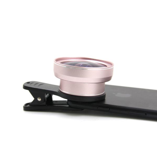 Rose Gold External Phone Camera Lens 0.45X Wide Angle Smartphone Macro Lens