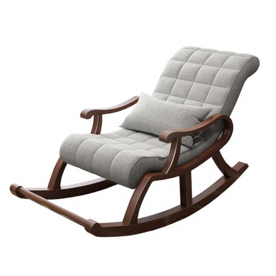 Wooden Rocking Chairs Enhance Your Living Room with this Lazy Recliner Lounge Chair and its Comfortable Velvet Fabric