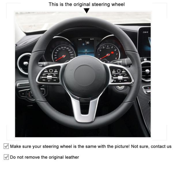 Mercedes-Benz A B C E CLS GLE Class EQC 202 2018 2019 2020 Black Leather Steering Wheel Cover