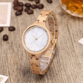 Healthy Marble Face Watch Women'S Luxury Wood Watches With Marble Dials