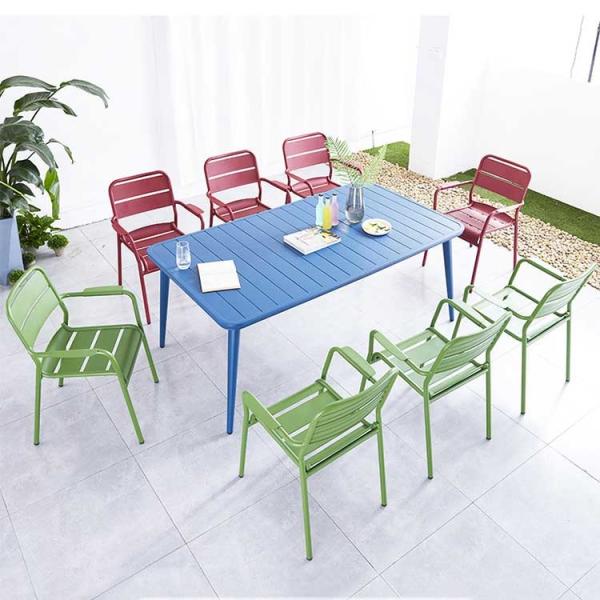 Patio Dining Chairs And Table Set Modern Aluminum Metal Garden Outdoor 61x61x84cm