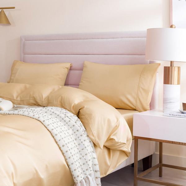 Custom 60S 300TC Solid Color Bamboo Fiber Bedding Set with Quilt Cover and Pillowcases