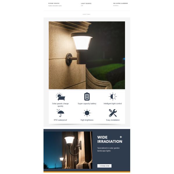 El negro a presión el fundición de la lámpara de pared solar montada en la pared de aluminio del patio de las luces IP65