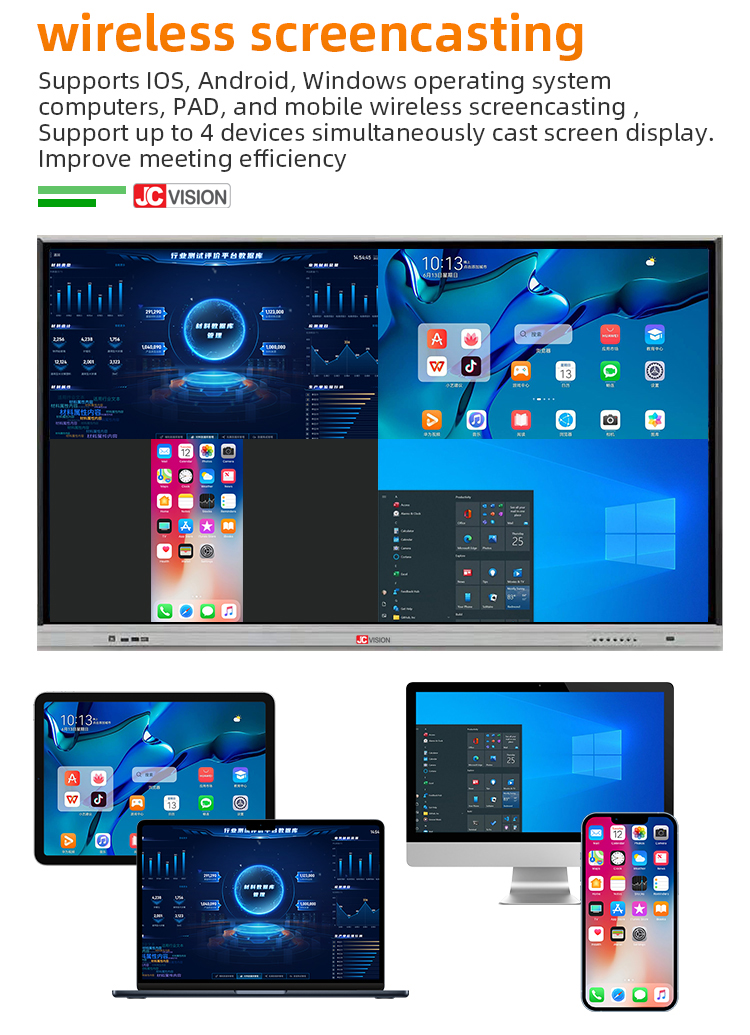 JCVISION 55 дюймов Android Smart интерактивная доска для обучения