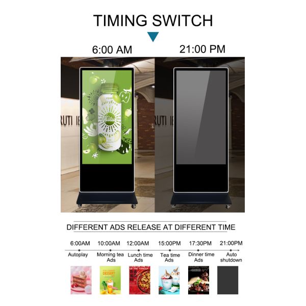 75 экран LG 4K дисплея LCD дюйма стоящий рекламируя с передвижными колесами