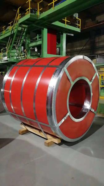 Red Colour Coated Steel Coils , Decoration Material Hot Dip Galvanized Coils