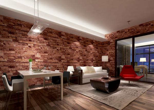 Removable 3D Brick Effect Wallpaper , Living Room Wall Covering with 0.53*10M size