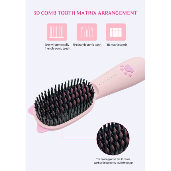 2600mAh Cordless Child Electric Hair Brush USB Chargeable Cute Hair Straightener Brush DC 5V 2A