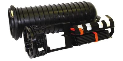 Preloaded 144 Single Fiber Joint Enclosure 28 Inch Dome Length Black Shell