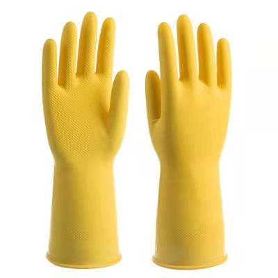 Flock Lined Oilproof Latex Rubber Gloves Chemical Resistance 22 Inch