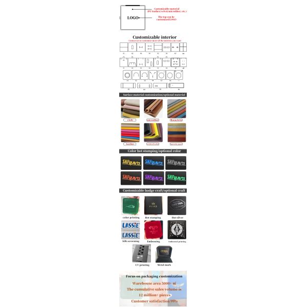 OEM PU cuero LED caja de joyería, Handy cuadrada joyería de lujo packaging box set