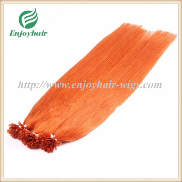 Nail U-Tip Hair 10-28 100s/lot Orange# Straight Human Hair Brazilian hair extension