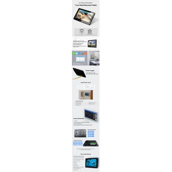 7 Inch Wall Mounted Android POE Tablet With Ethernet Port