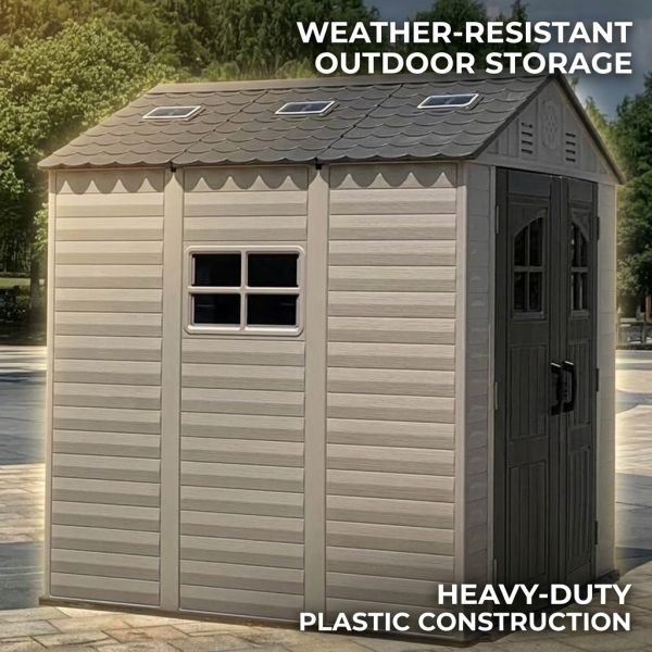 75 Pounds Construction Plastic Garden Shed Outdoor Storage Plastic Outbuilding 4 Ft