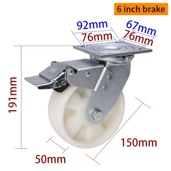 6 Inch Heavy Duty Swivel Casters 420kg Plate TPU 150mm Caster Wheels