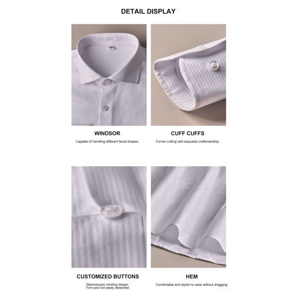 Мужская длинноручная белая полосатая рубашка без железа Японская повседневная стройная рубашка