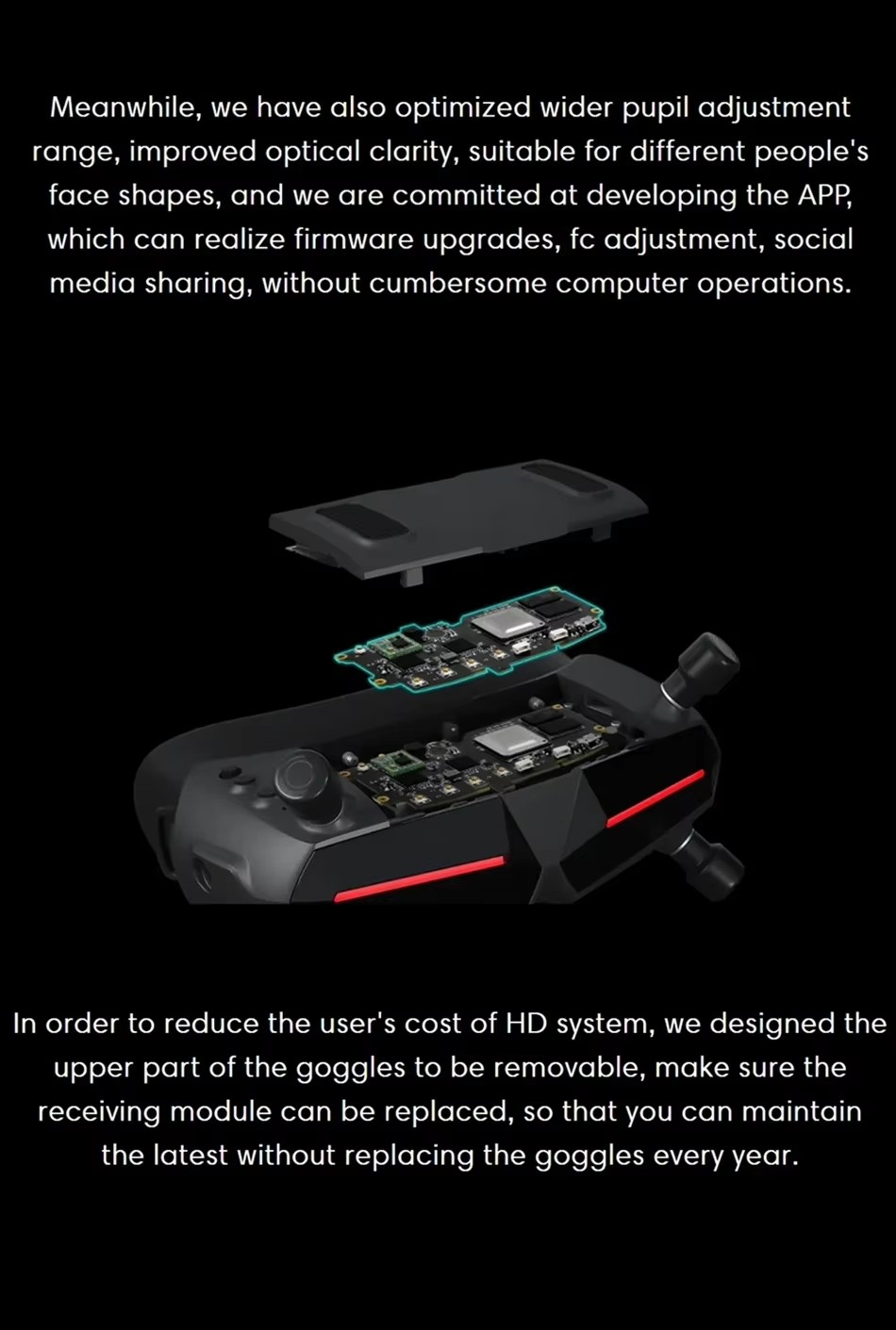 Walksnail HD X 1080P 100FPS Modulo Wi-Fi giroscópico Bluetooth incorporado Gafas de seguridad Avatar 7-26V FPV Drones Protección de seguridad de ala fija