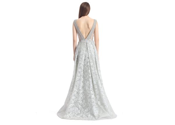 Deep V Neck Embroidery Womens Long Evening Dresses For Arabic Big Ball Gown