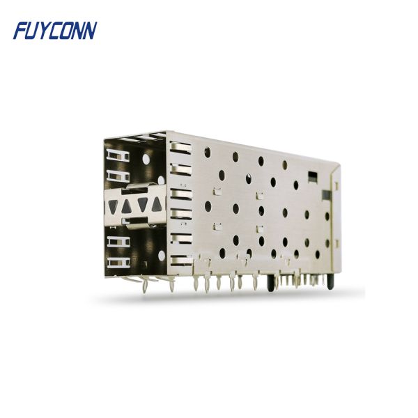 2x1 Female SFP Connector 40 Pin with Light Pipe Press-Fit