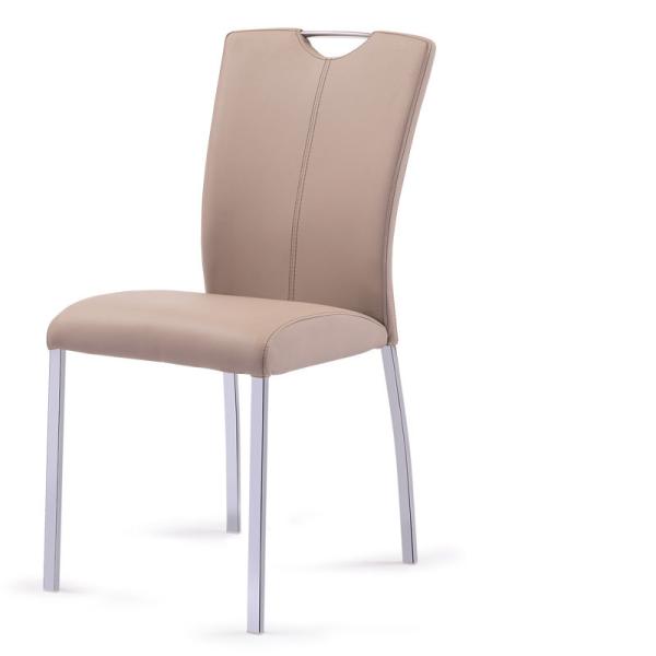 Wear Resistant Leather Dining Room Chairs With Electroplated Steel Legs