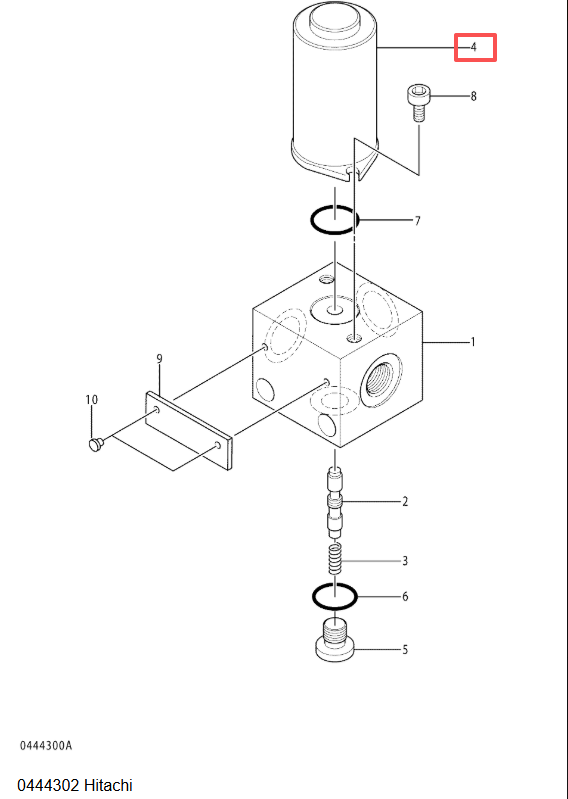 0444302 Genuine Heavy Duty High Pressure Solenoid Valve Hitachi EX60 EX600 EX800 Isuzu 4JG1 6BG1