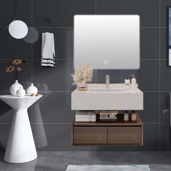 Smart Mirror Wall Mount Bathroom Vanity Waterproof Walnut Bathroom Vanity