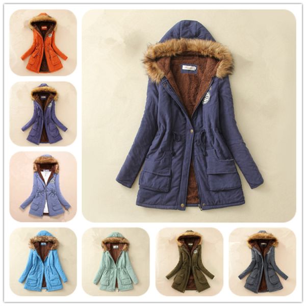 Thick winter jacket women winter jacket parka jacket with fur warm collar lining thick woolen jacket
