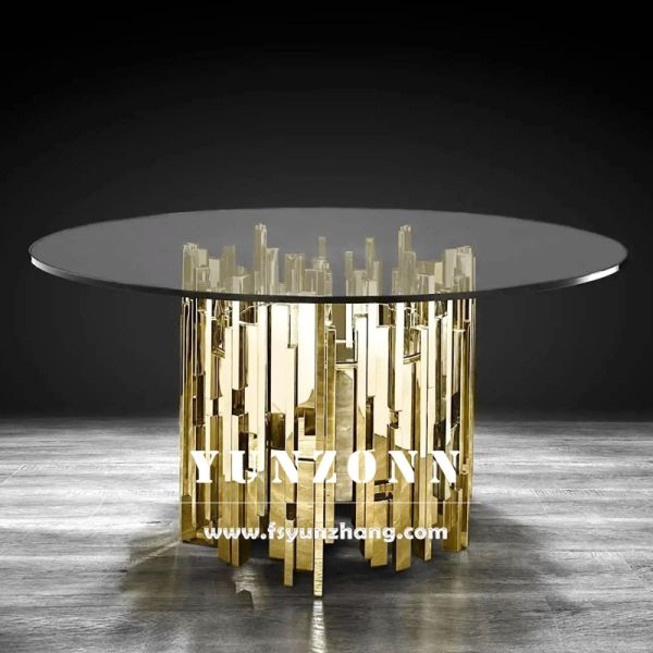 Dubai Collection Stainless Steel Wedding Cake Table with Glass Top Elegant Hotel Furniture Decor