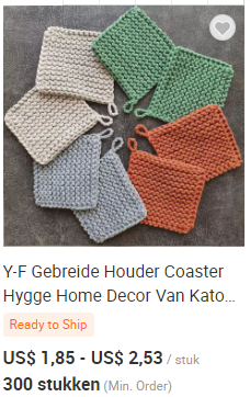 Y-Z Design Custom Wholesale Hand Knit Cotton coaster Set square Drink Barware Coffee Cup Tea Mats
