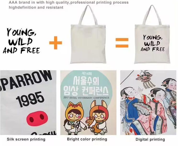 Embroidered Recycled Canvas Bags Totes Logo Printed Customizable