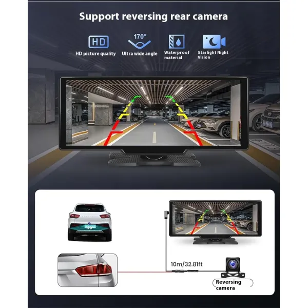 10.26 Inch Wireless Carplay Portable Car Navigation Screen for Apple Android